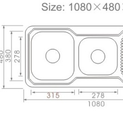 SINKS AND TROUGHS - 1080 1 and 3/4 bowl Kictchen Sink