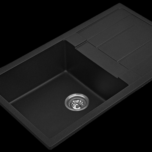 SINKS AND TROUGHS - BLACK Single Bowl Sink w/ Drainer