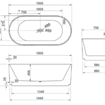 BATHS - GEORGIE Fluted Freestanding Bath - White
