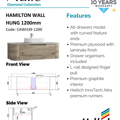 VANITIES - Hamilton Wall Hung Vanity Cabinet Only