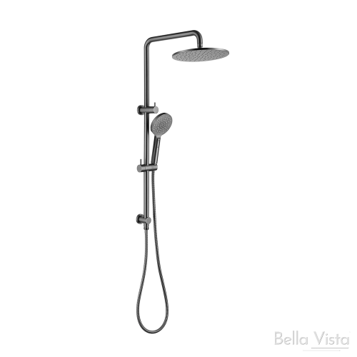 TAPWARE - Mica Double Shower on Rail - Gun Metal Grey