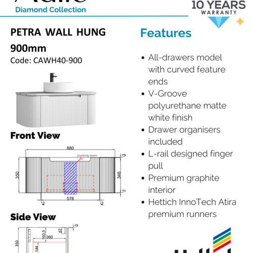 VANITIES - Petra Wall Hung Vanity Cabinet Only