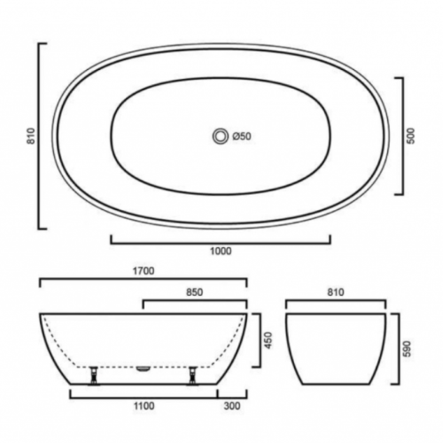 BATHS - STELA Matt Black Free Standing Bath Tub