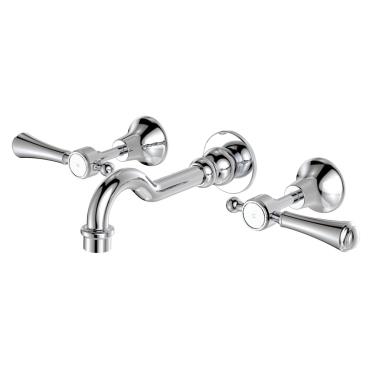 Lillian Lever Basin/Bath Wall Set - Chrome