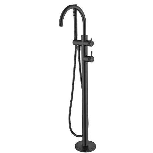 TAPWARE - Mica Fluted Freestanding Bath Mixer with Hand Shower - Black