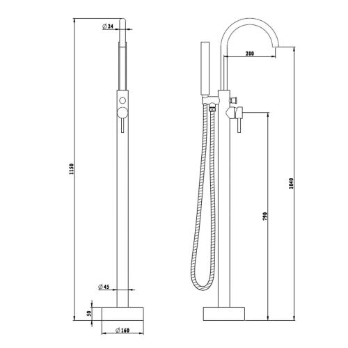 TAPWARE - Mica Freestanding Bath Fillers - French Gold