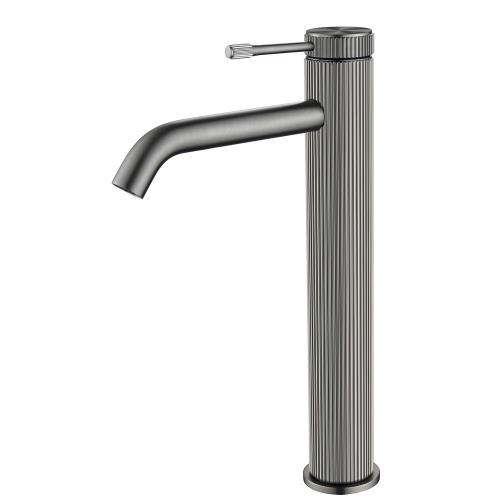 TAPWARE - Mica Fluted Tall Basin Mixer - Gunmetal