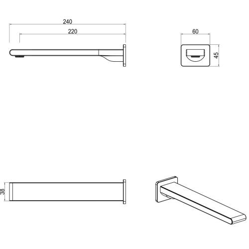 TAPWARE - Beki Bath Spout - French Gold