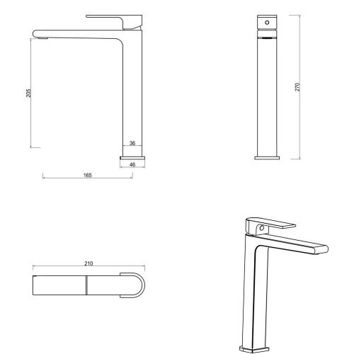 TAPWARE - Beki Tall Basin Mixer - Brushed Nickel