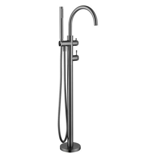 TAPWARE - Mica Fluted Freestanding Bath Mixer with Hand Shower - Gunmetal