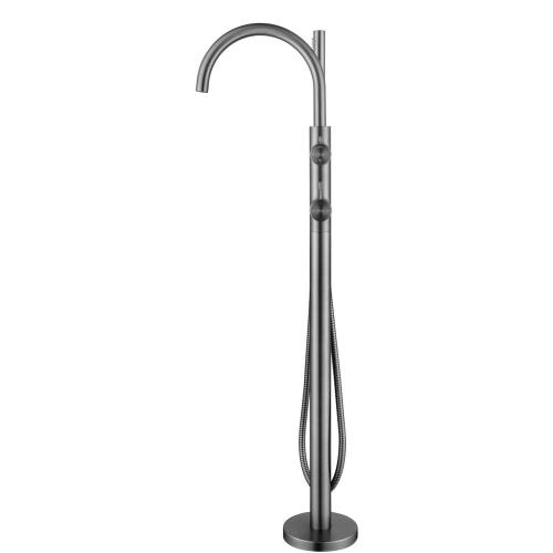 TAPWARE - Mica Fluted Freestanding Bath Mixer with Hand Shower - Gunmetal