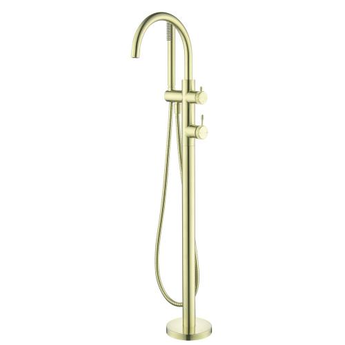 TAPWARE - Mica Fluted Freestanding Bath Mixer with Hand Shower - French Gold