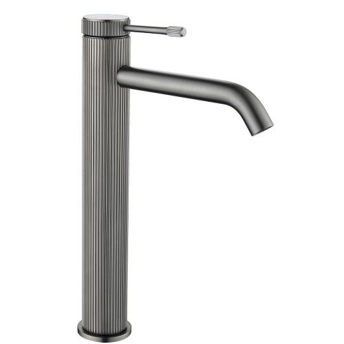TAPWARE - Mica Fluted Tall Basin Mixer - Gunmetal