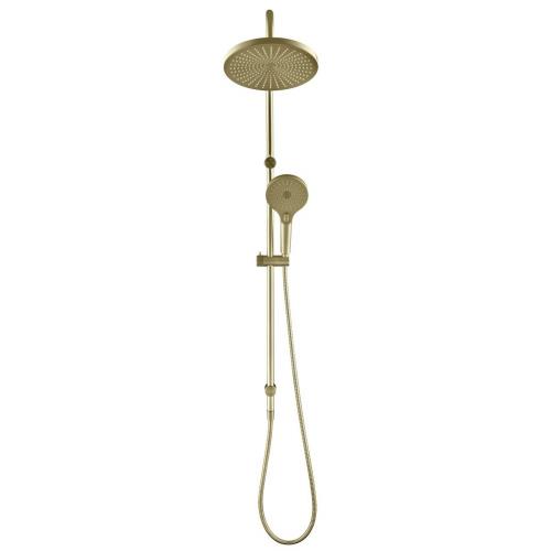 SHOWERS - Mica Fluted Gooseneck Dual Shower Rail - French Gold