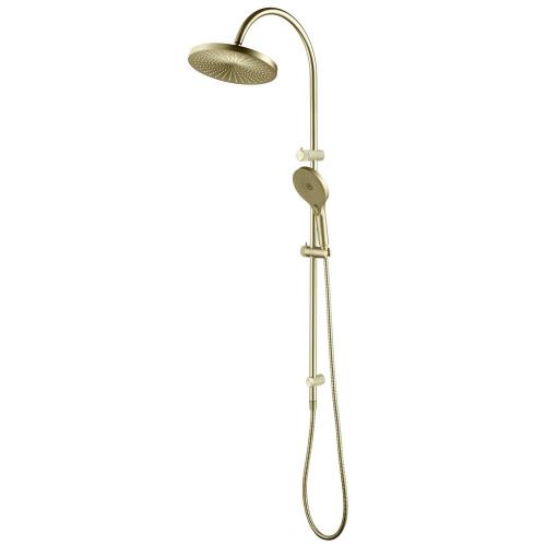 SHOWERS - Mica Fluted Gooseneck Dual Shower Rail - French Gold