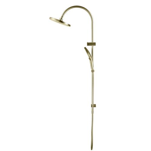 SHOWERS - Mica Fluted Gooseneck Dual Shower Rail - French Gold
