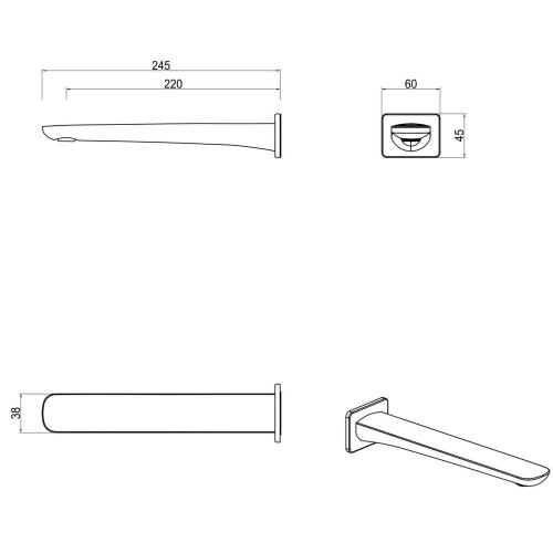 TAPWARE - Kaza Bath Spout - Gunmetal