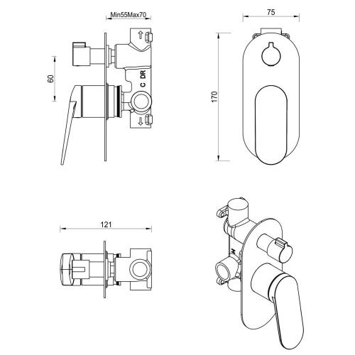 TAPWARE - Lantra Shower Mixer Diverter - 1P - French Gold