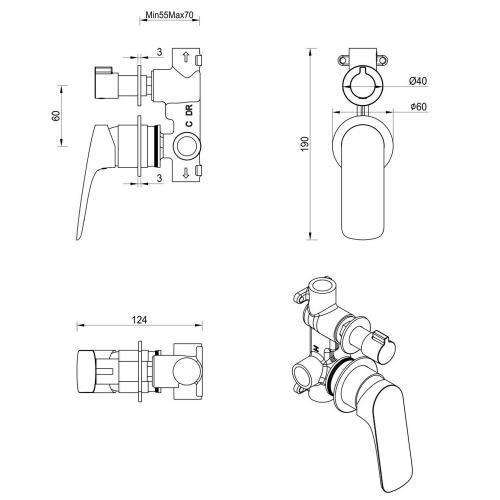 TAPWARE - Kaza Shower Mixer Diverter - 2P - French Gold