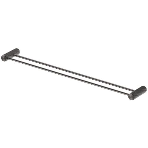 ACCESSORIES - Mica Fluted Double Towel Rail - Gun Metal Grey