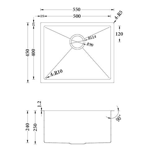 KITCHEN & LAUNDRY - Atlas Single Bowl Sink 550 x 450 - 