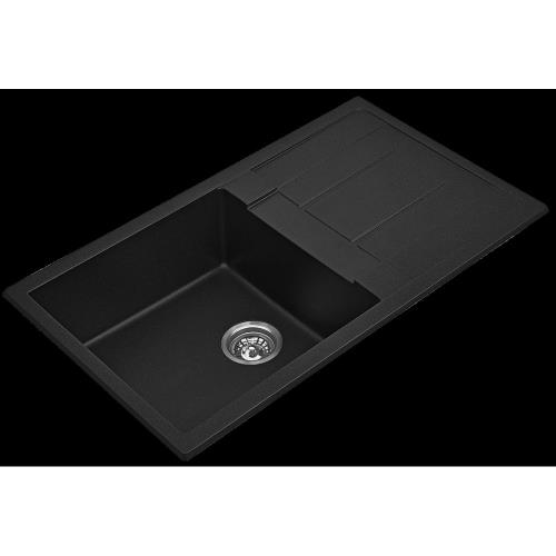  - BLACK Single Bowl Sink w/ Drainer - 