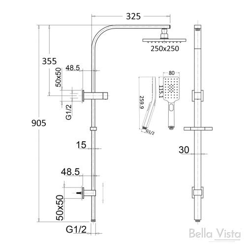 TAPWARE - Cresta Dual Shower on Rail - 