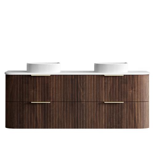 VANITIES - Havana Wall Hung Vanity - Sable Walnut, 1500mm(Double Bowl), 1500mm(Single Bowl)