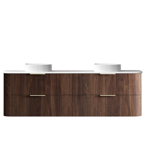 VANITIES - Havana Wall Hung Vanity - Sable Walnut, 1800mm(Double Bowl), 1800mm(Single Bowl)