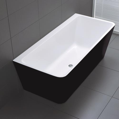 BATHS - INDI Wall Faced Free Standing Black Bath Tub