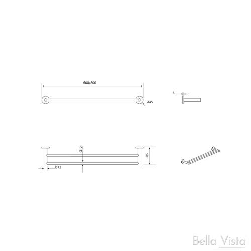 ACCESSORIES - Mica Double Towel Rail 600mm - 