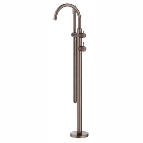 TAPWARE - Mica Fluted Freestanding Bath Mixer with Hand Shower - Dusk Bronze