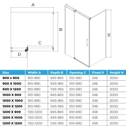 SHOWERS - Profile Pivot Shower Screen Chrome Front & Return