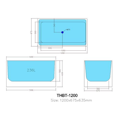 BATHS - THEO Square Free Standing Bathtub - 