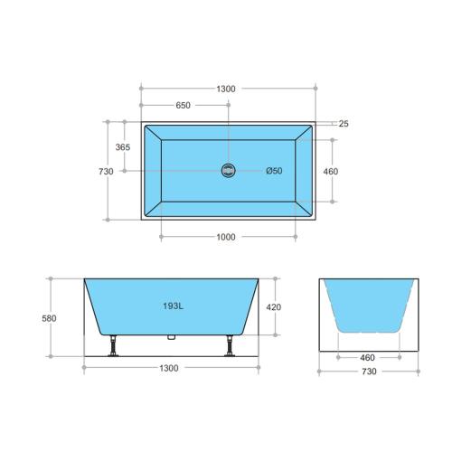BATHS - THEO Square Free Standing Bathtub - 