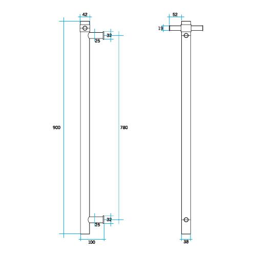ACCESSORIES - Thermorail VSH900H Round 240Volt Vertical Single Heated Towel Rail - 