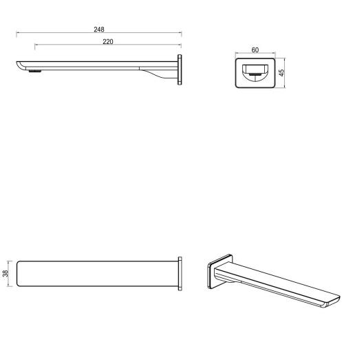 TAPWARE - Tiago Bath Spout - Chrome