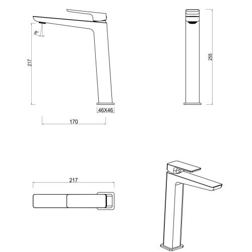 TAPWARE - Tiago Tall Basin Mixer - French Gold