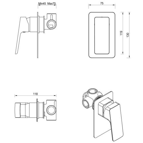 TAPWARE - Tiago Shower Mixer  - Chrome
